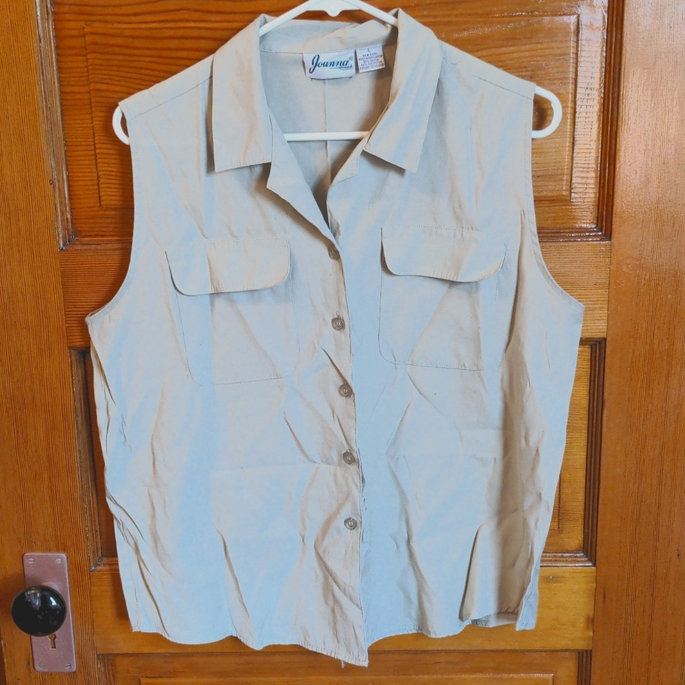 Vintage sage sleeveless blouse